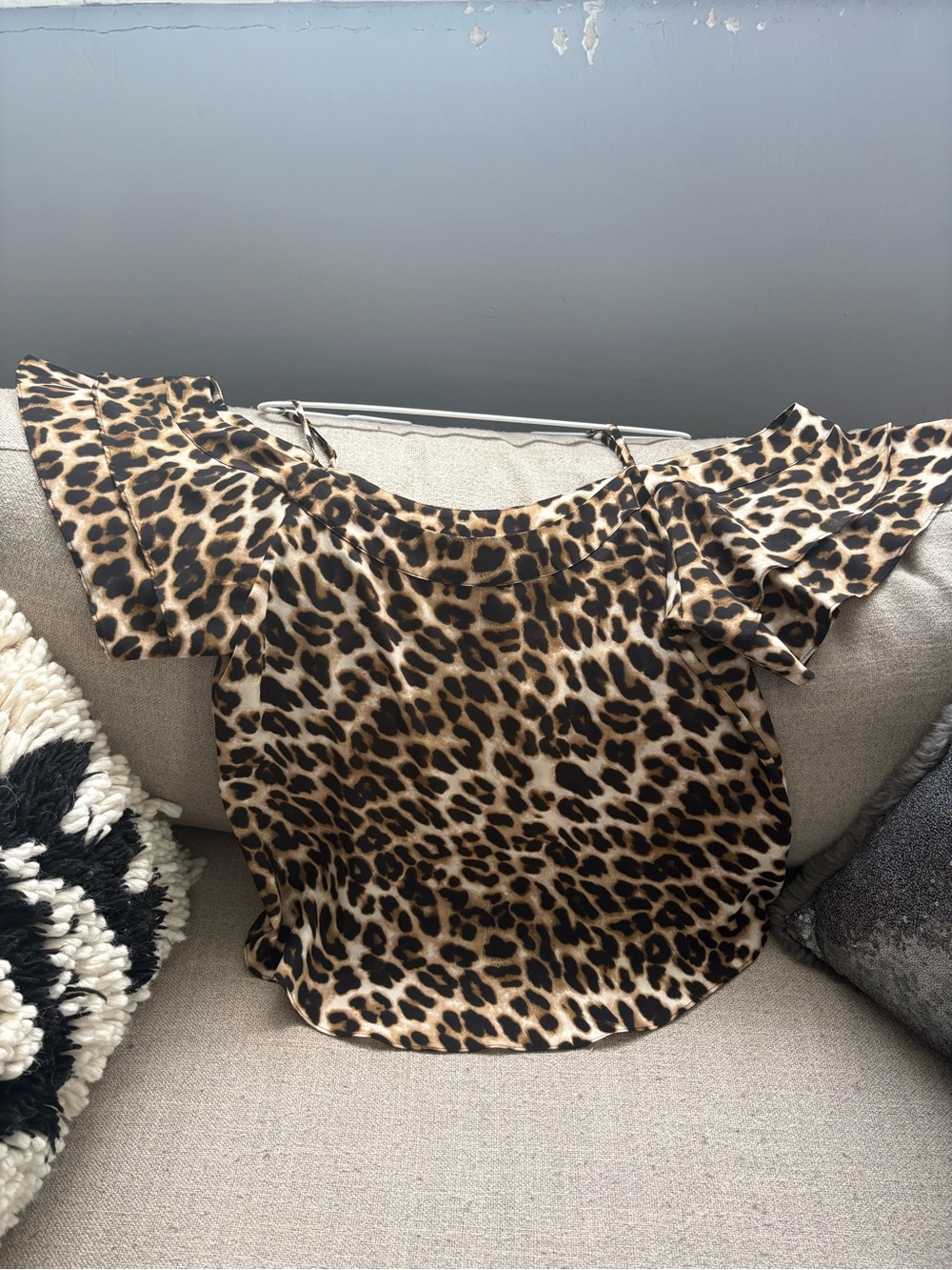 New York & Company Leopard Print Off-Shoulder Top - Brown/Black